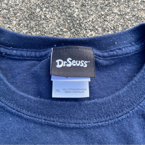Navy Blue Dr Seuss Grinch Sly One T-shirt Size XL Used Y2K Shirt - Picture 3 of 4